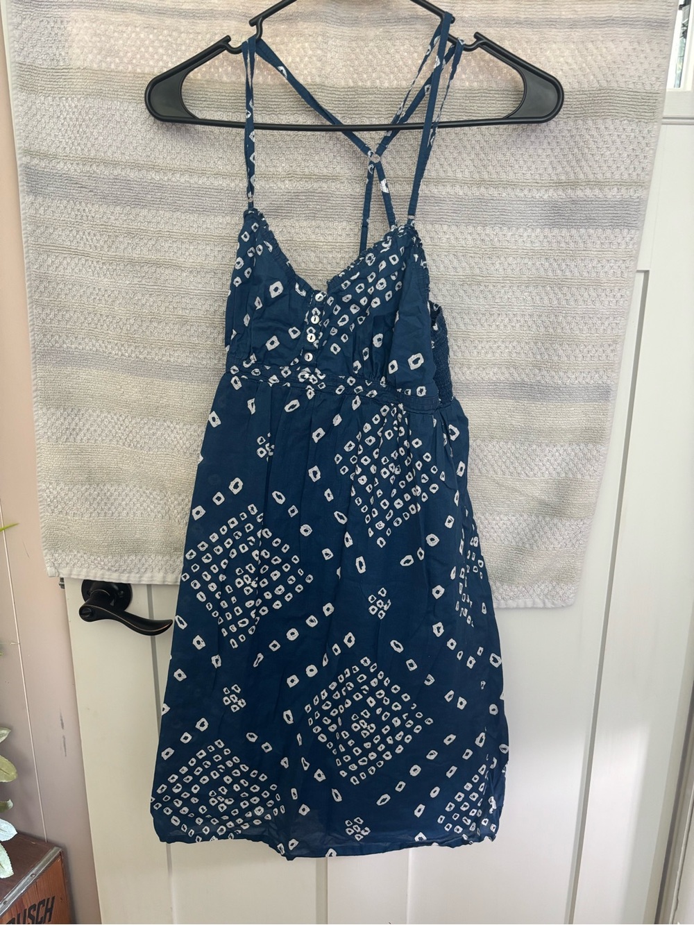 Aeropostale Navy Blue and White Printed Sundress